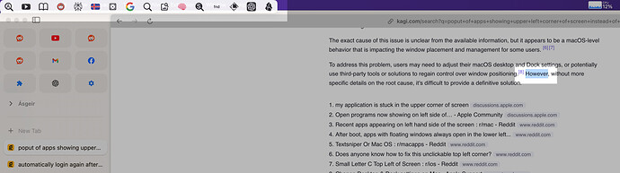 poput of apps showing upper left corner of screen instead of in middle macos like with popclip and text sniper - Kagi Search Arc 003814