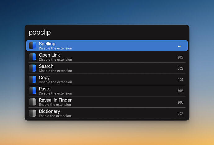 PopClip - workflow mockup